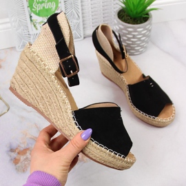 Women's sandals espadrilles on black wedges eVento 1 Women's sandals espadrilles on black wedges eVento 1