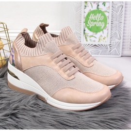 Women's brogues on a wedge heel slip on powder pink Artiker 2