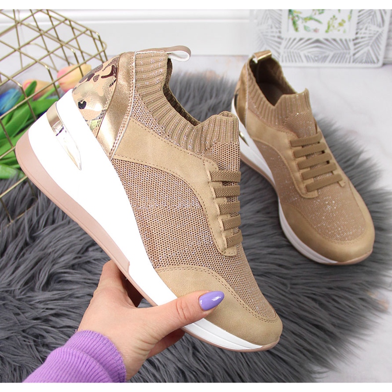 Women's brogues on a wedge, slip on, beige Artiker 1