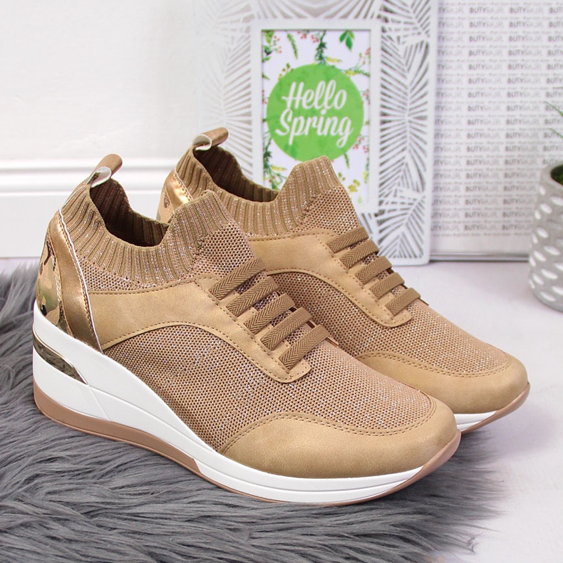 Women's brogues on a wedge, slip on, beige Artiker 2