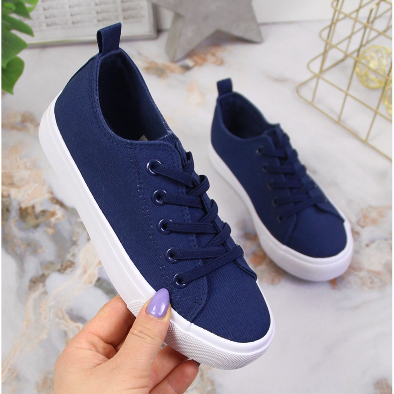Atletico navy blue textile sneakers 1