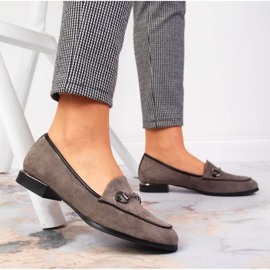 Women's low shoes moccasins with gray Jezzi decoration grey 2