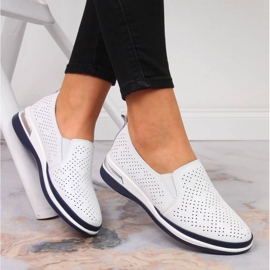 Women's openwork leather, slip-on shoes, white T.Sokolski 1