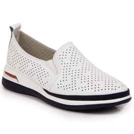 Women's openwork leather, slip-on shoes, white T.Sokolski 2