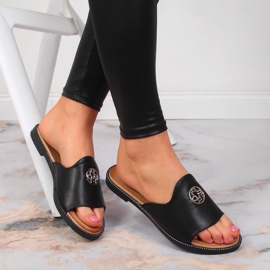 Black women's slippers with ornament black Filippo 1