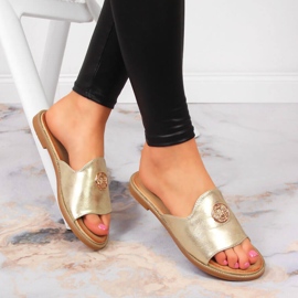 Women's golden slippers with Filippo decoration 1