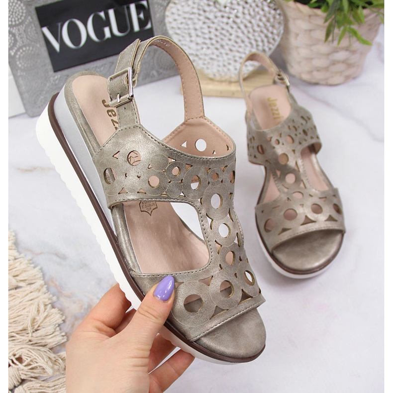 Women's wedge sandals Jezzi golden 1 Women's wedge sandals Jezzi golden 1