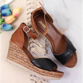 Women's black and brown sandals Jezzi 1