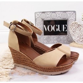 Women's beige sandals on a wedge Jezzi 1