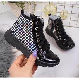 Black Holographic girls' boots Kornecki 6814 1