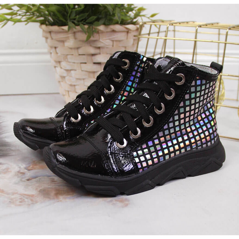 Black Holographic girls' boots Kornecki 6814 2