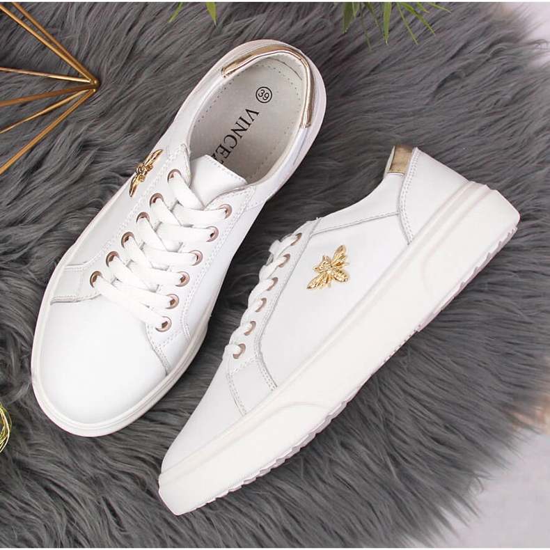 Women's leather shoes with a white Vinceza platform 2