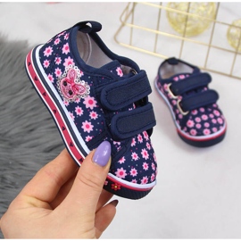 Atletico navy blue velcro sneakers for girls pink 1 Atletico navy blue velcro sneakers for girls pink 1