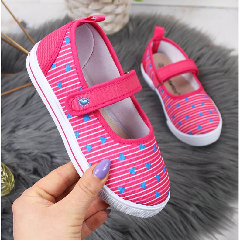 Girls' ballerinas sneakers with Velcro Atletico pink 1