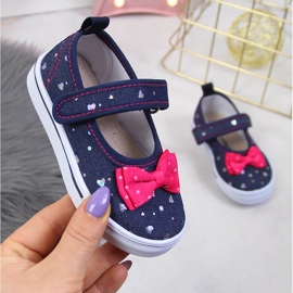 Girls' ballerinas with velcro Atletico navy blue 1