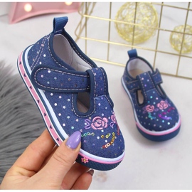 Girls' sneakers with velcro Atletico blue polka dots navy blue 1