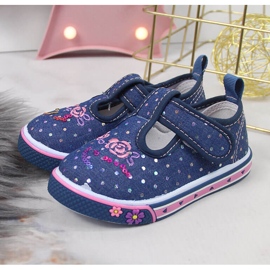 Girls' sneakers with velcro Atletico blue polka dots navy blue 2
