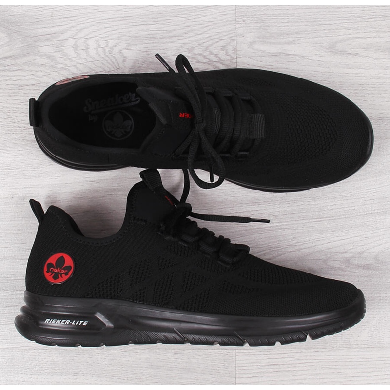 Men's black mesh sports shoes Rieker B7376-00 1