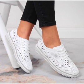 White Artiker openwork leather women's shoes 1