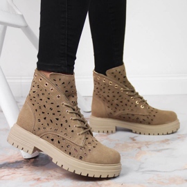 Women's openwork spring leather boots beige Filippo 2