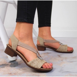 Women's beige sandals with high heels Rieker 62664-61 2 Women's beige sandals with high heels Rieker 62664-61 2