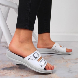 Women's white Inblu sanitary wedge slippers 2