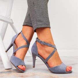 Women's sandals on a high heel blue Sergio Leone 1