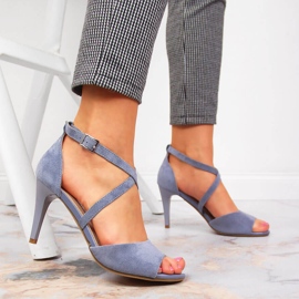 Women's sandals on a high heel blue Sergio Leone 2