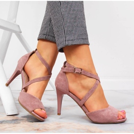 Women's sandals on a high heel pink Sergio Leone 1