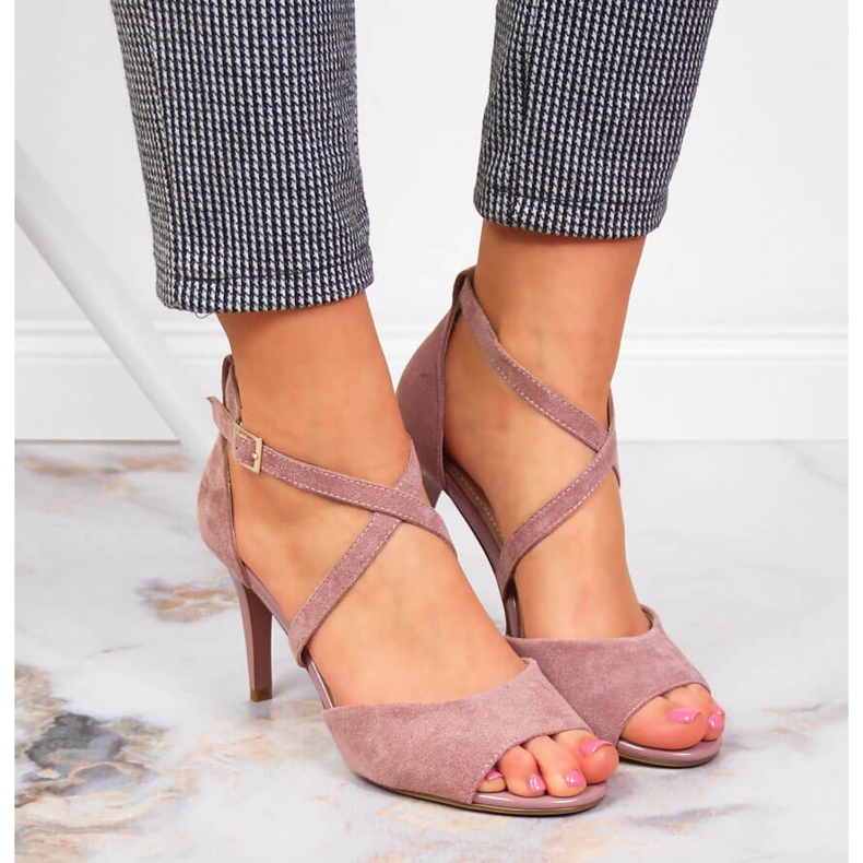 Women's sandals on a high heel pink Sergio Leone 2