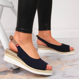 Women's navy blue sandals Big Star JJ276046 2