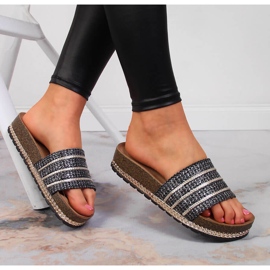 S.Barski Black S. Barski women's black platform slippers 1
