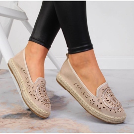 S.Barski Women's openwork espadrilles with cubic zirconia beige S. Barski 1