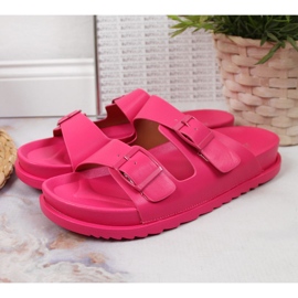S.Barski Rubber women's slippers with clasps fuchsia by S. Barski pink 1