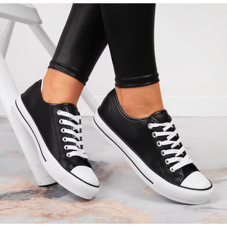 Atletico black eco leather low sneakers 1