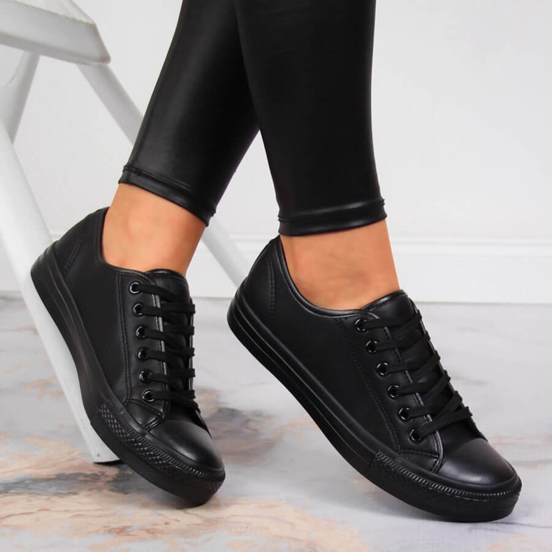 Atletico black eco leather low sneakers 1