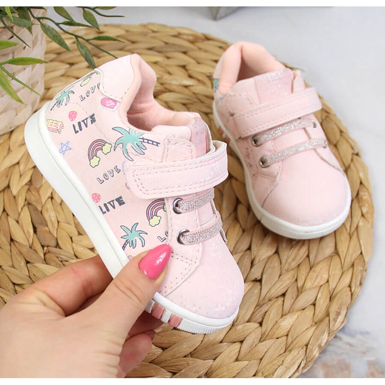 Pink American Club girls' sports shoes with velcro 1