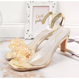 Transparent women's sandals with golden Sabatina stones 2