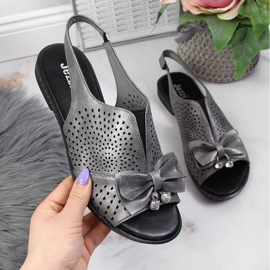 Women's sandals with a graphite Jezzi bow multicolored grey 1