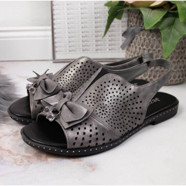 Women's sandals with a graphite Jezzi bow multicolored grey 2