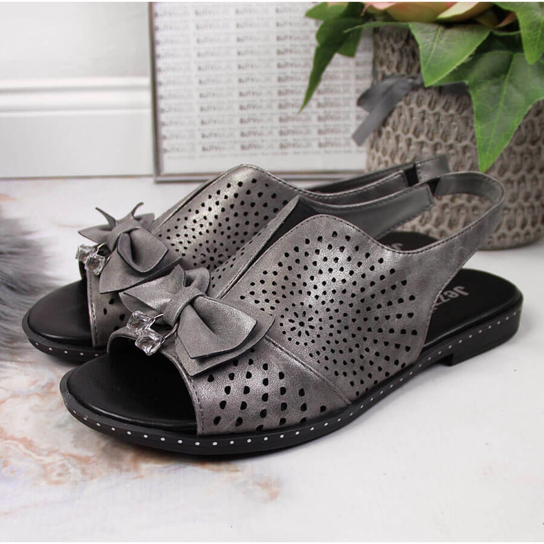 Women's sandals with a graphite Jezzi bow multicolored grey 2