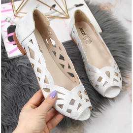 Women's silver openwork ballerina shoes Jezzi 1
