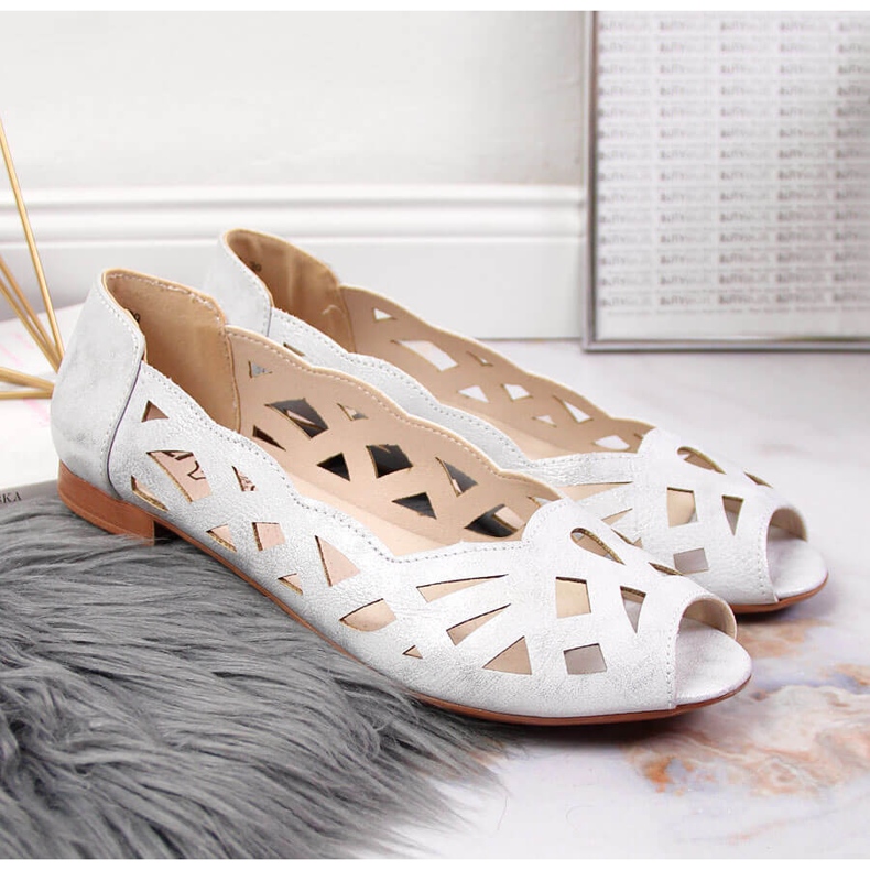 Women's silver openwork ballerina shoes Jezzi 2 Women's silver openwork ballerina shoes Jezzi 2