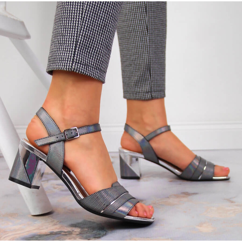 Women's sandals on the post graphite Sergio Leone multicolored 2