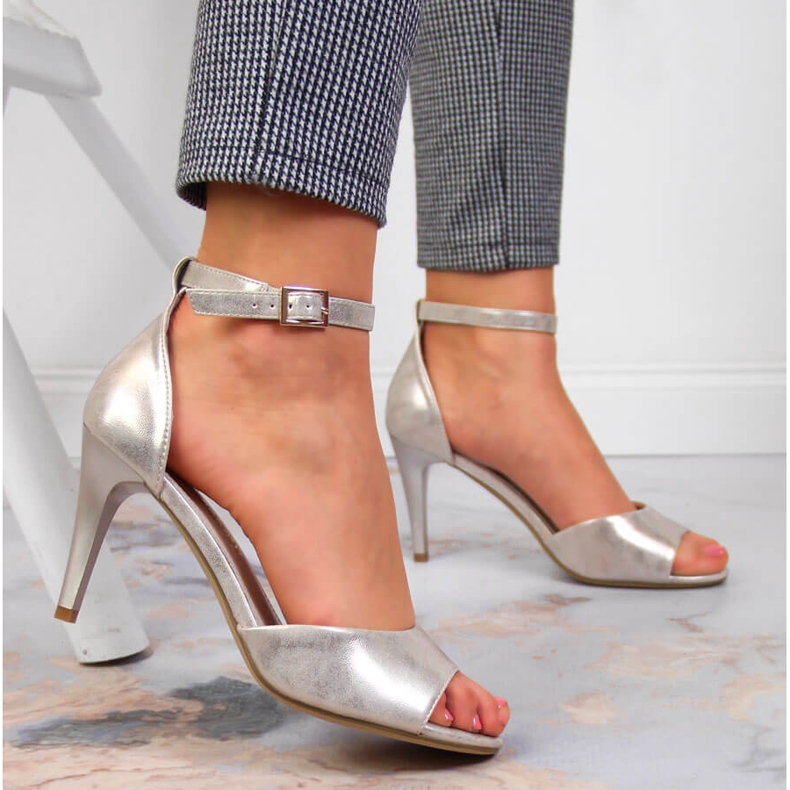 Women's sandals on a gold high heel Sergio Leone golden 2