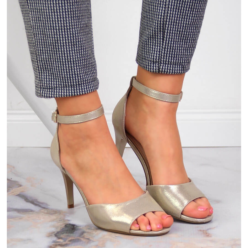 Women's sandals on a gold high heel Sergio Leone golden 2