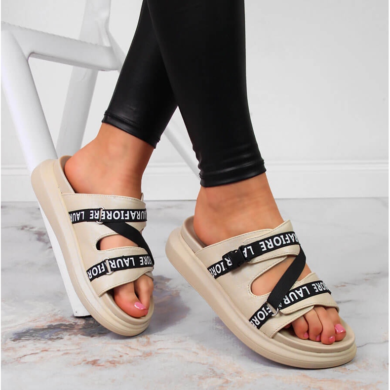 Beige Laura La.Fi platform slippers 2