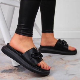 Black Laura La.Fi platform slippers with chain 2