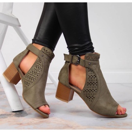 Women's sandals with openwork khaki T.Sokolski green 1