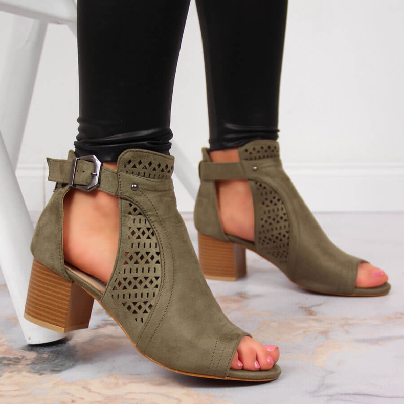 Women's sandals with openwork khaki T.Sokolski green 2